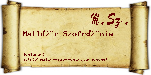 Mallár Szofrónia névjegykártya